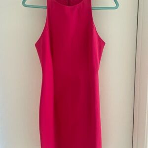 Elegant Pink Sleeveless Dress thigh high dress.